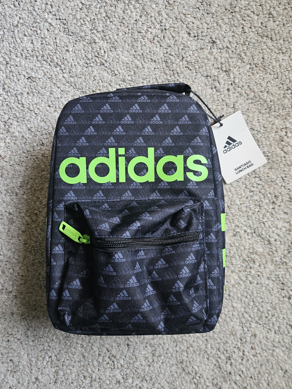 adidas Black with Neon Green Logo Lunchbox Cooler Bag